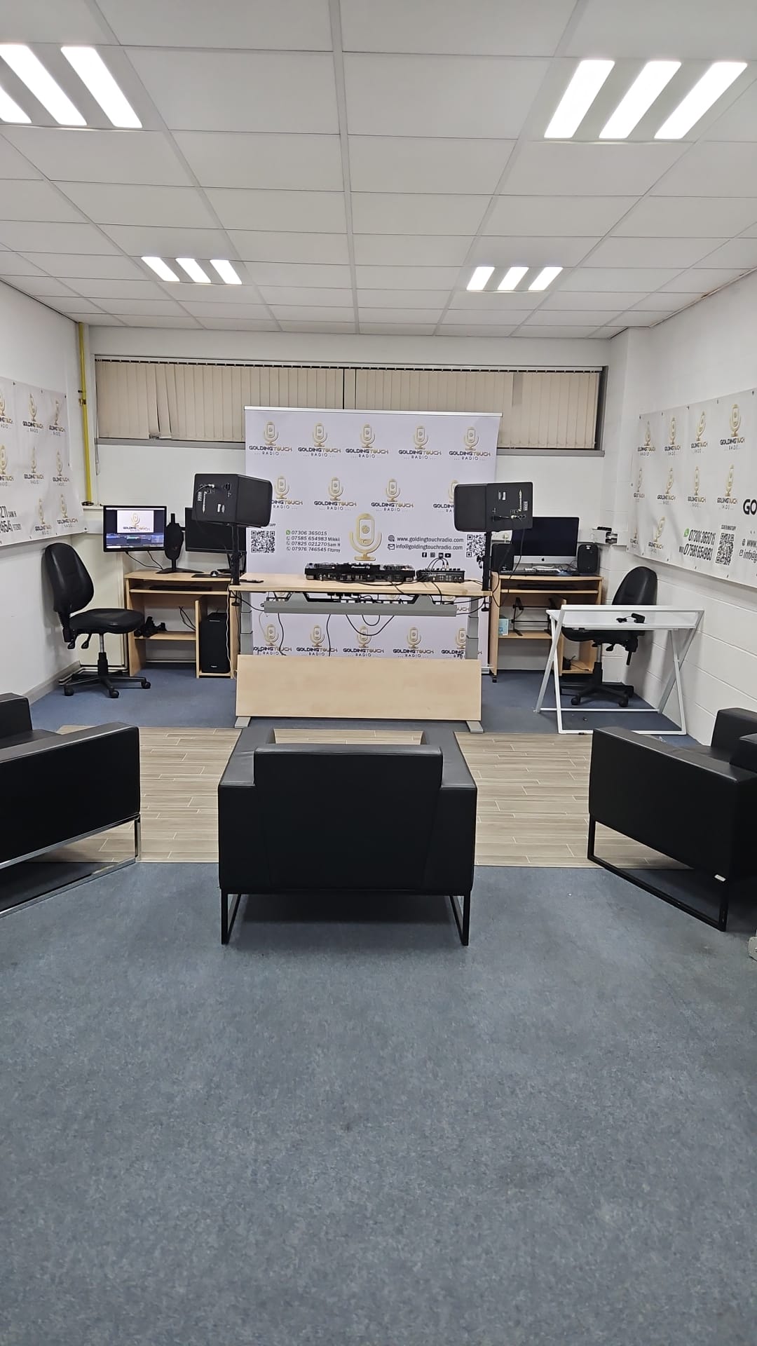 Golding Touch Podcast Studio view showing interview setup